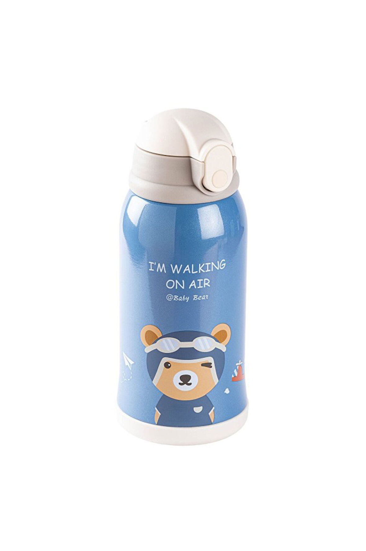 KAKE MAVİ AYICIK DESENLİ ÇİFT KAPAKLI ÇOCUK TERMOSU 600ML