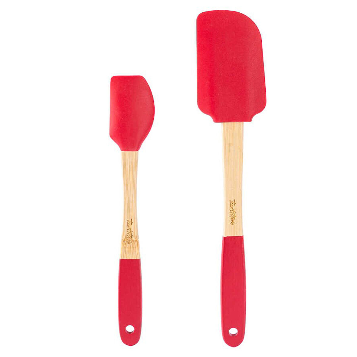 Tantitoni Bambu Saplı Kırmızı Silikon İkili Spatula Seti (8695835414911)