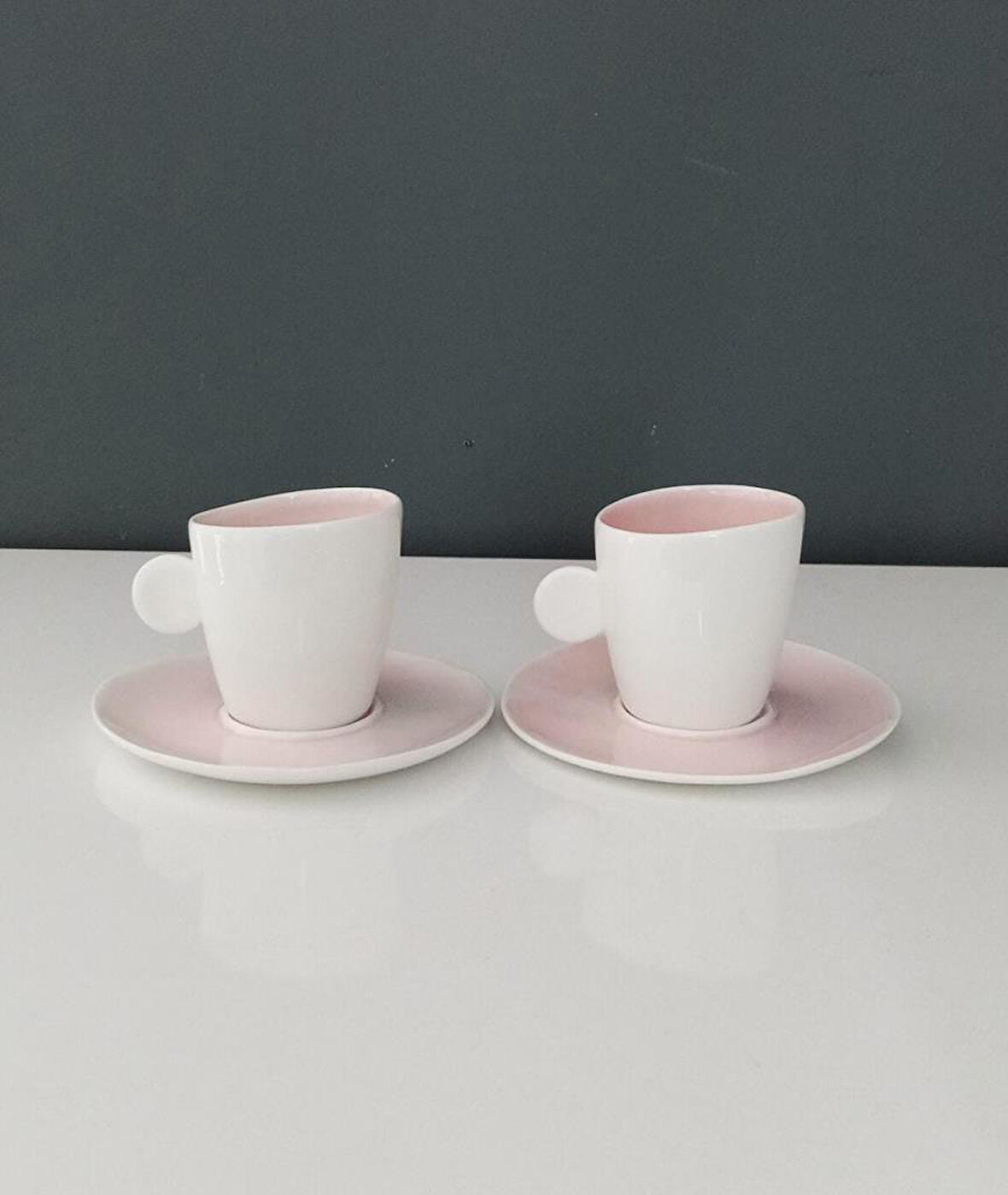 TANTİTONİ ROUND PEMBE PORSELEN 2 Lİ FİNCAN SETİ 90 ML