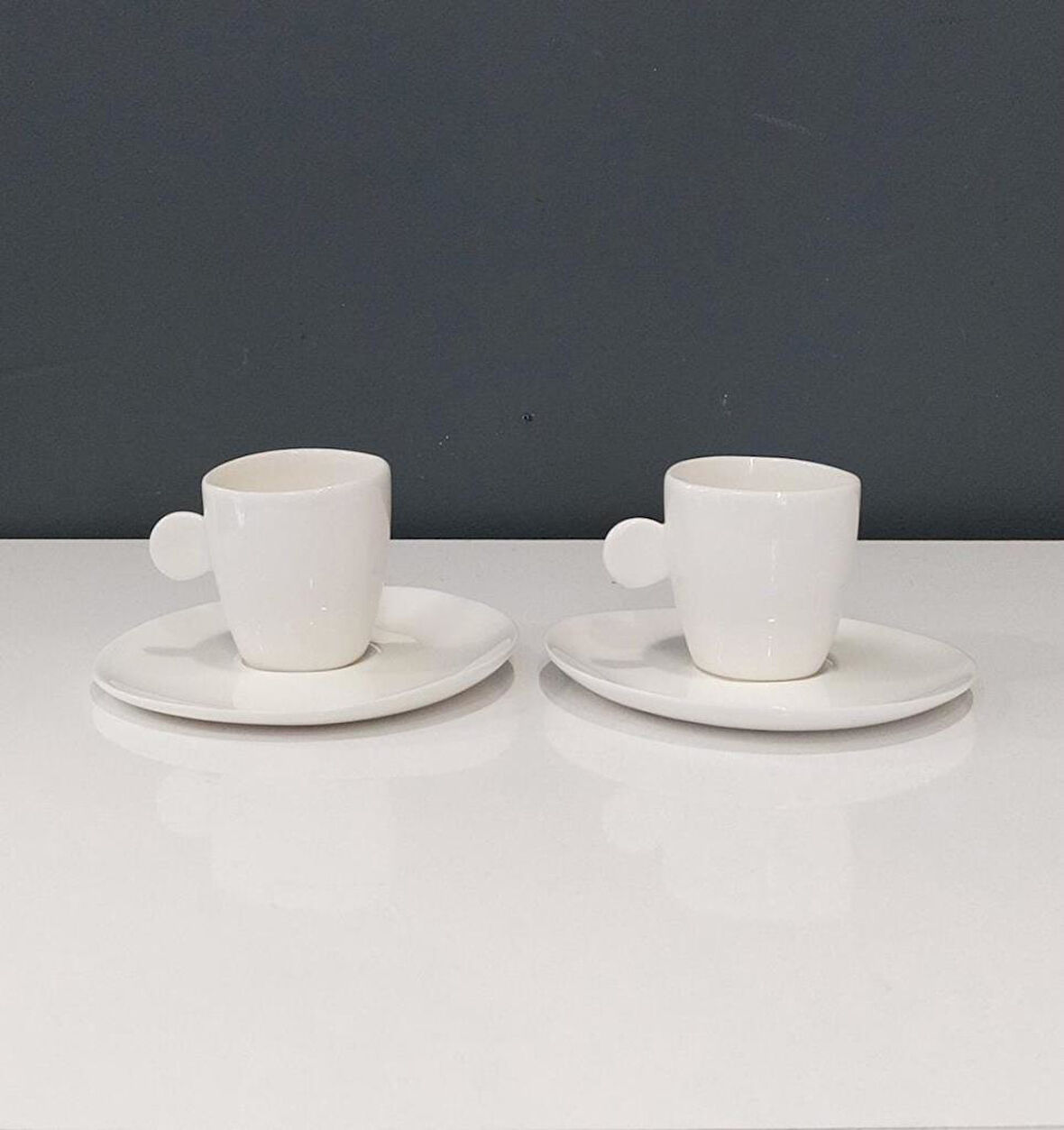 TANTİTONİ ROUND BEYAZ PORSELEN İKİLİ FİNCAN SETİ 55 ML