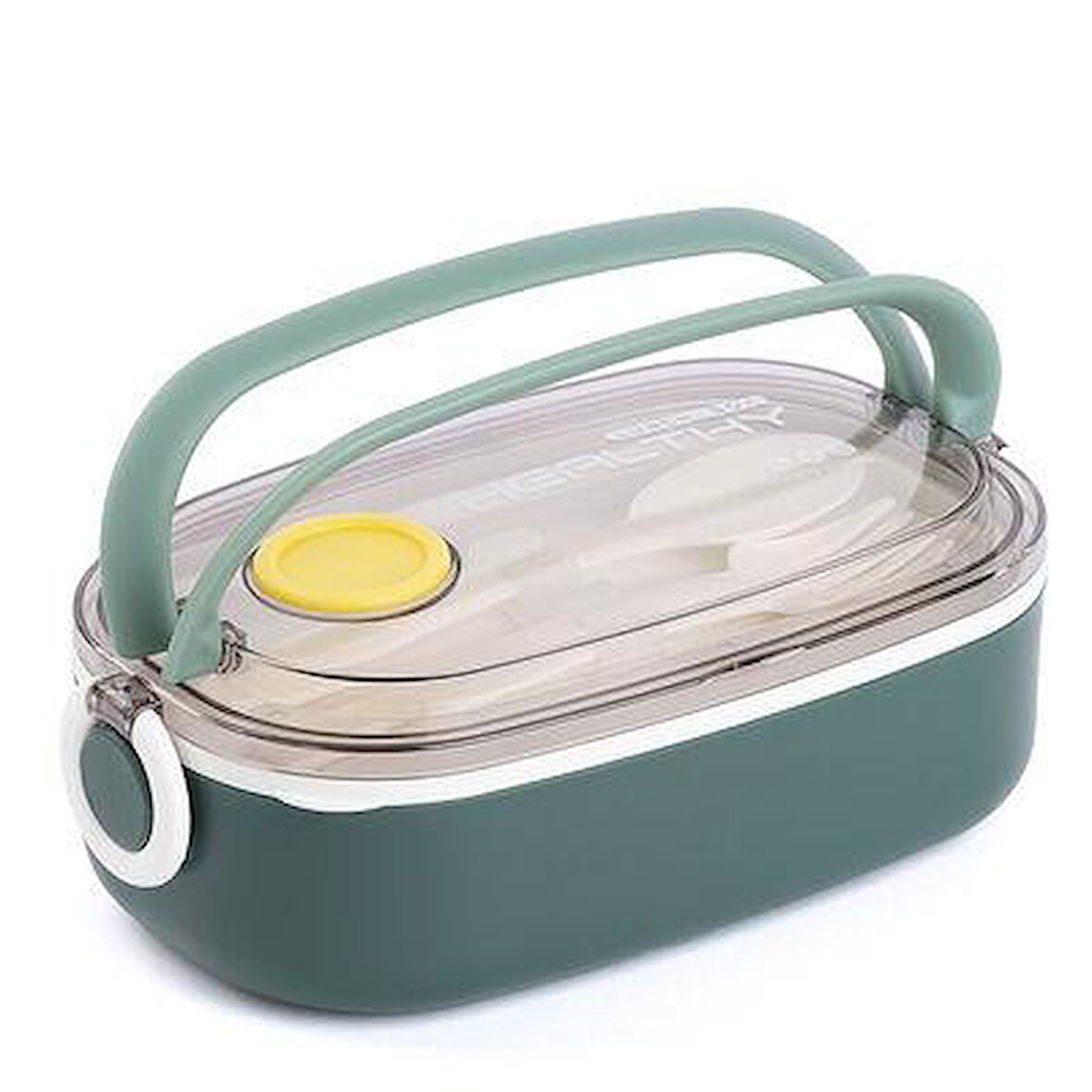 TANTİTONİ TEDEMEI YEŞİL PASL.ÇELİK ÇATAL VE KAŞIKLI YEMEK TAŞ.KABI 750 ML