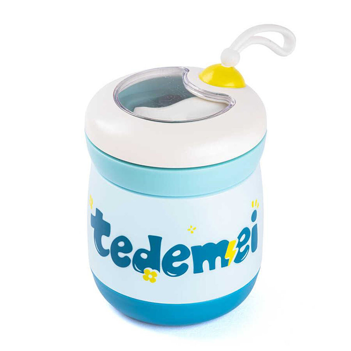 TANTİTONİ TEDEMEI MAVİ PASLANMAZ ÇELİK KAŞIKLI YEMEK TAŞIMA KABI 450 ML