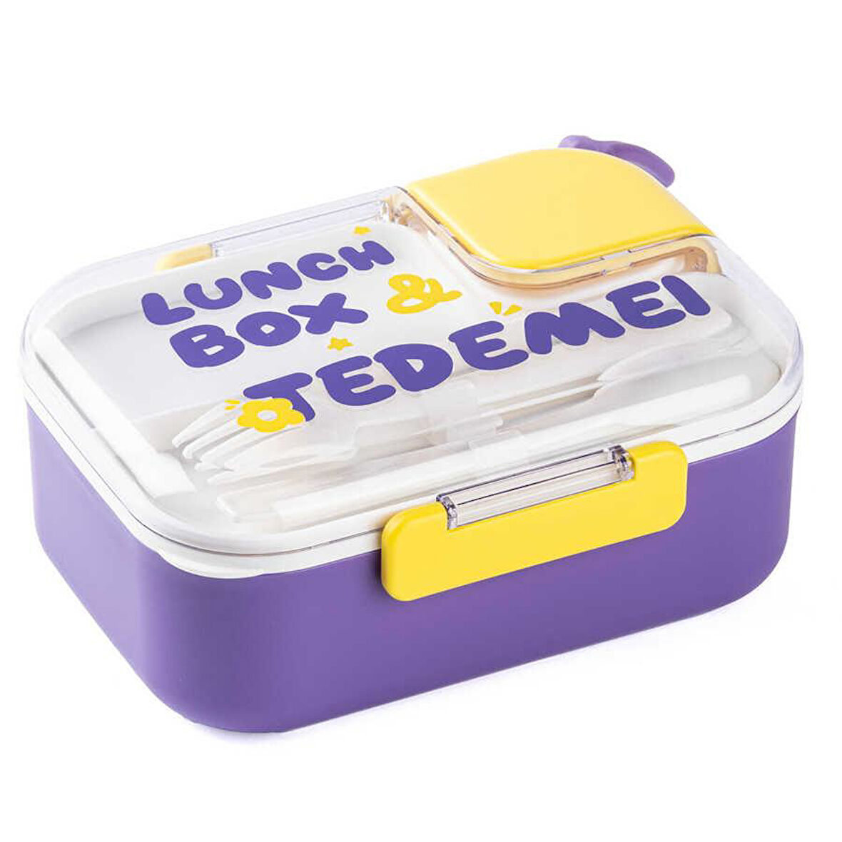 TANTİTONİ TEDEMEI MOR PASL.ÇELİK 2 BÖLMELİ ÇATAL VE KAŞIKLI YEMEK TAŞIMA KABI 750 ML