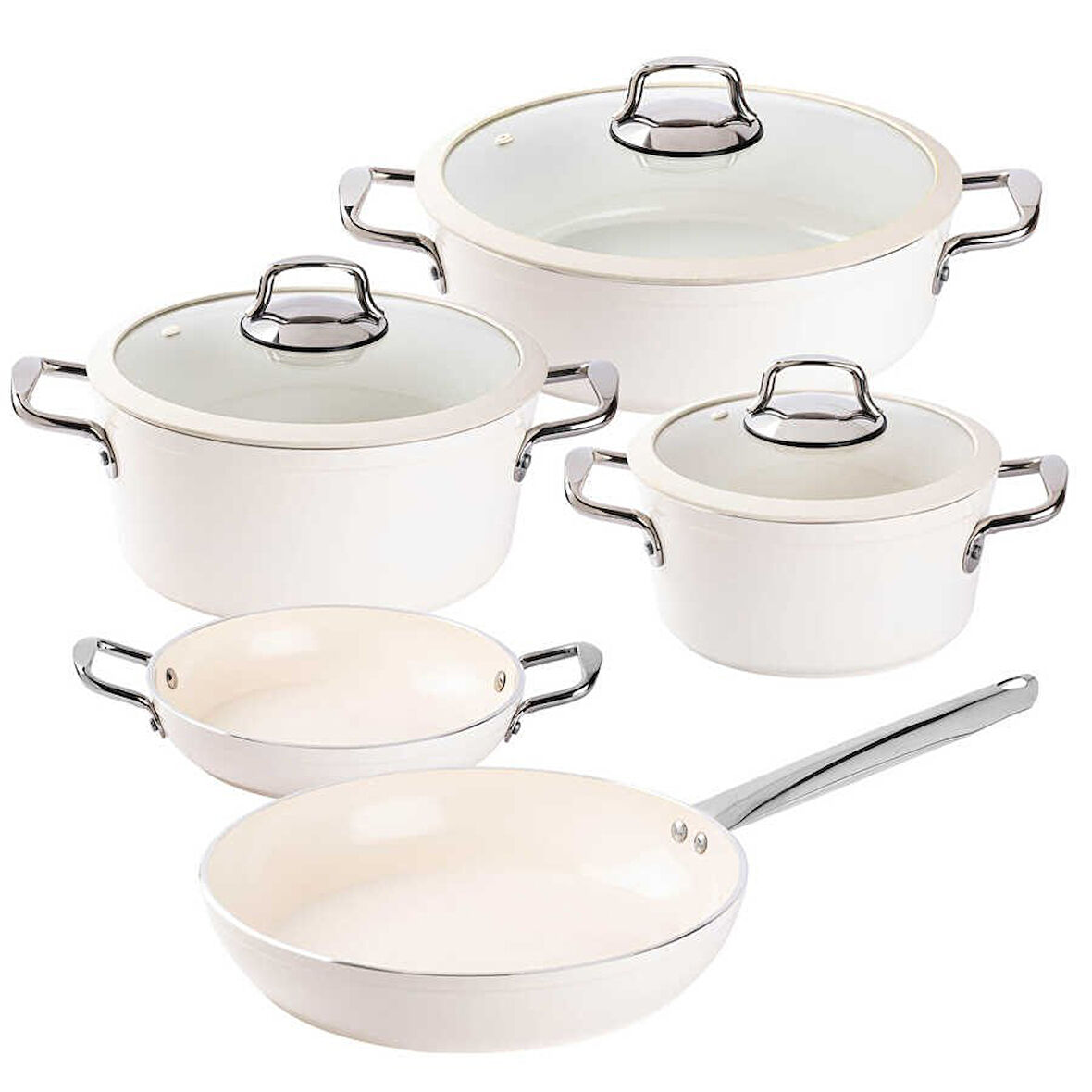 Tantitoni Hercul Deluxe Krem Seramik 8 Prç.Tencere Seti 