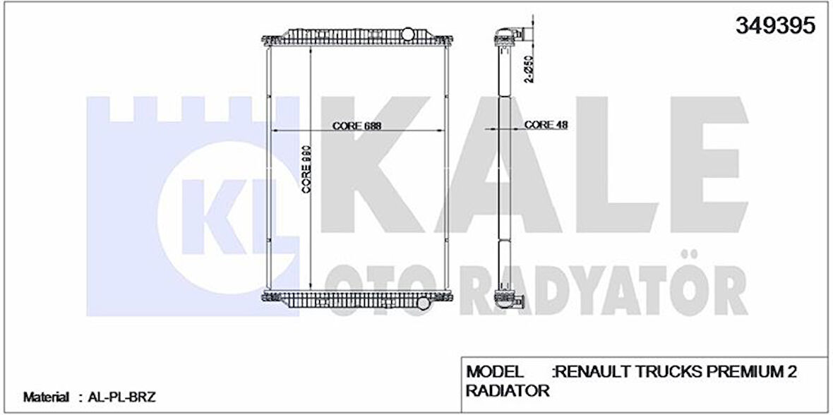 Renault Truck Motor Su Radyatoru Renault Premium 2 DXI Motor (cercevesiz) / (mt) V2005 Sonrası - Kale 349395