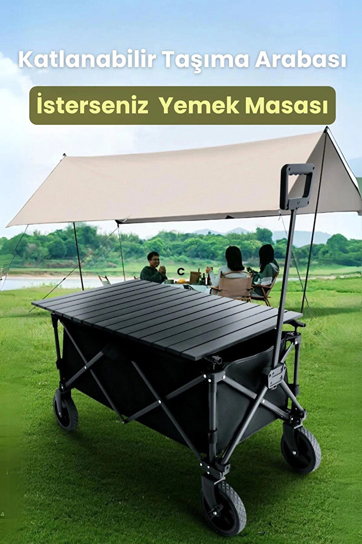 Airstorr  Çok Amaçlı Katlanır Plaj Kamp Piknik ve Yemek Yenilebilir Masalı Taşıma Arabası