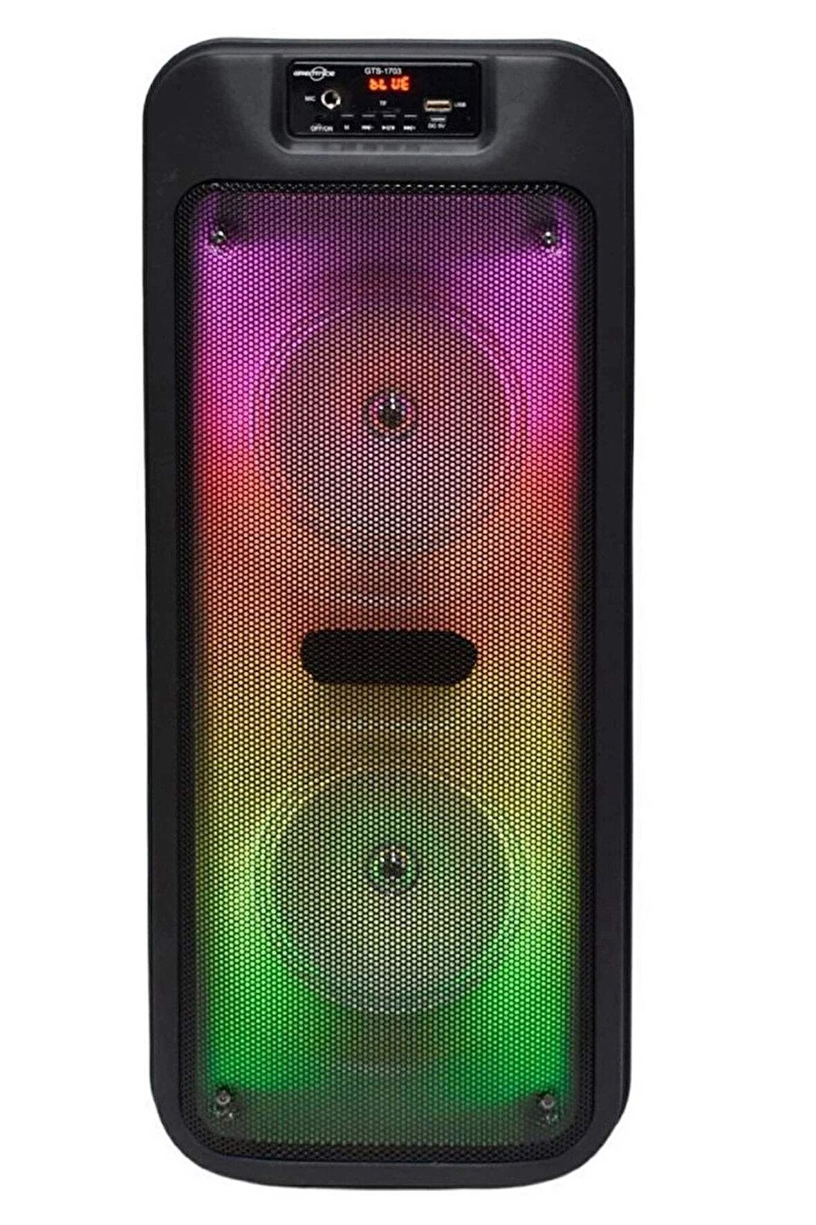 GTS-1703 Kablosuz Karaoke Hoparlör 6.5' x2 Çift Woofer Fm Radyo, Usb/Tf/Aux Desteği