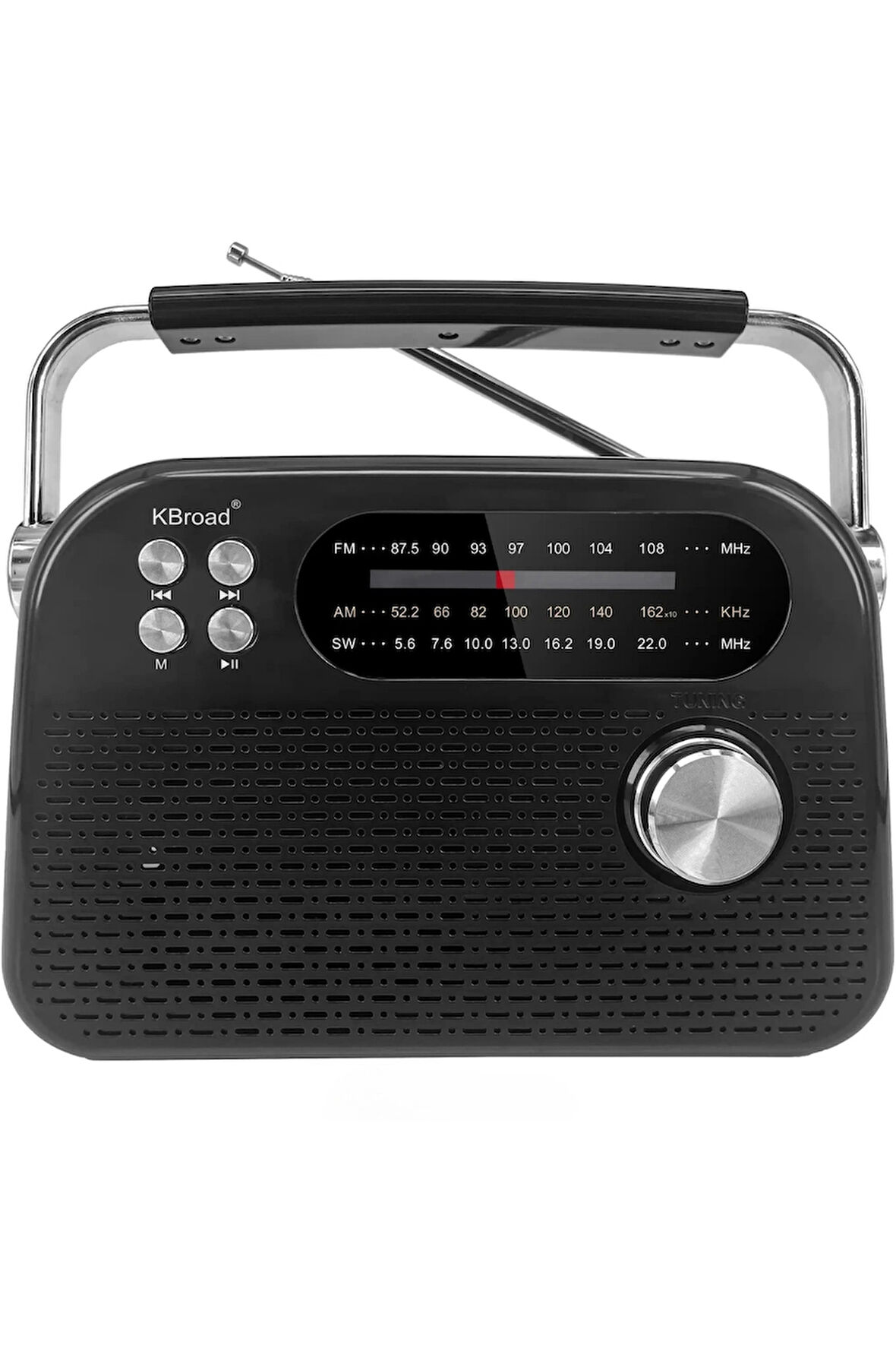 KBroad KTF-2026 Siyah Full Band Radyo - Nostaljik Görünümlü, DC Şarjlı, Güçlü Ses Çıkışlı