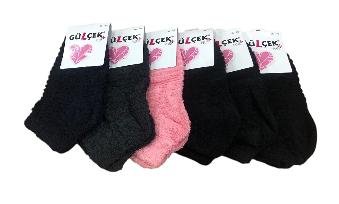 6 Lı Gülçek Kadın Kışlık Havlu Patik Çorap 36-40 No