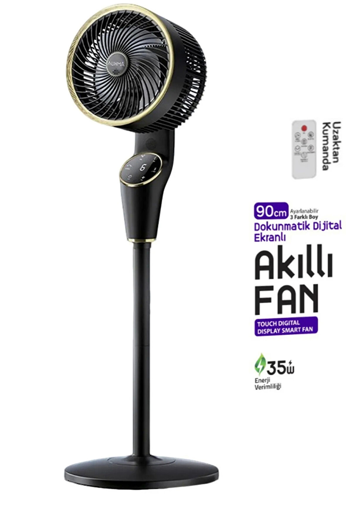Auhma ACFN03 Siyah 35W 90 Cm Sessiz Soğutucu Dokunmatik Harketli Akıllı Fan