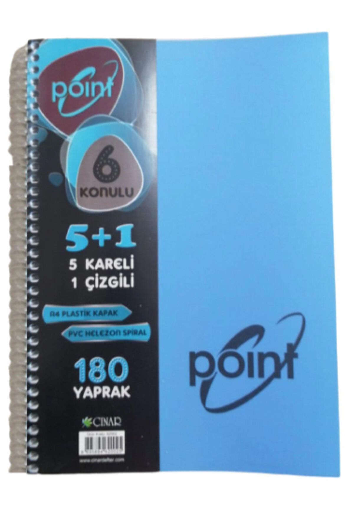 5+1 Defter Plastik Kapak Spralli A4 5 kare 1 çizgili 180 Yaprak 1 Adet