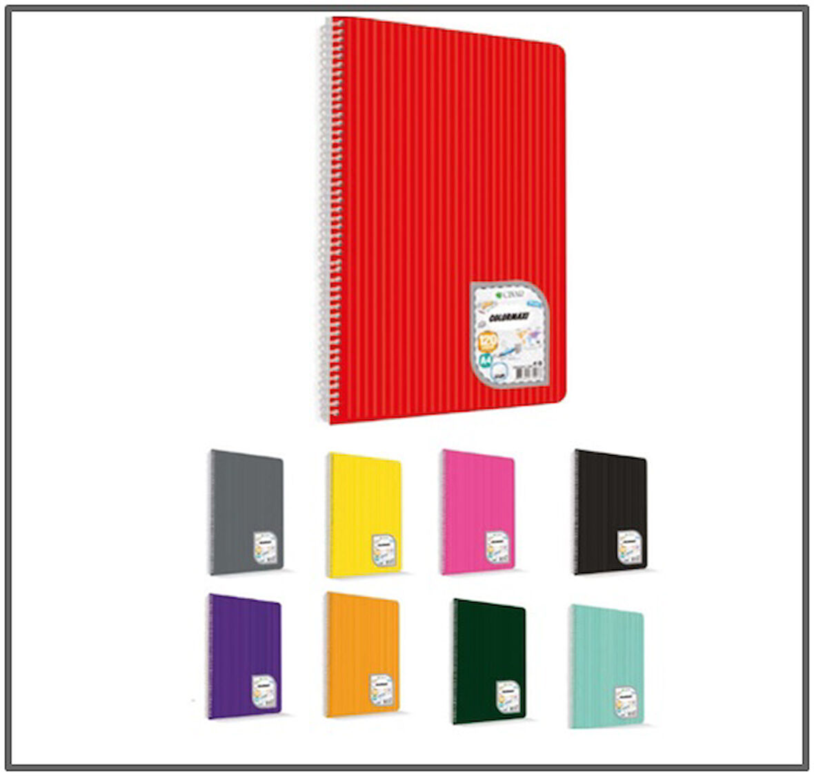 Çınar Colormaxi 72 Yaprak Düz Çizgisiz A4 Defter Pp Kapak Spiralli - 3 adet