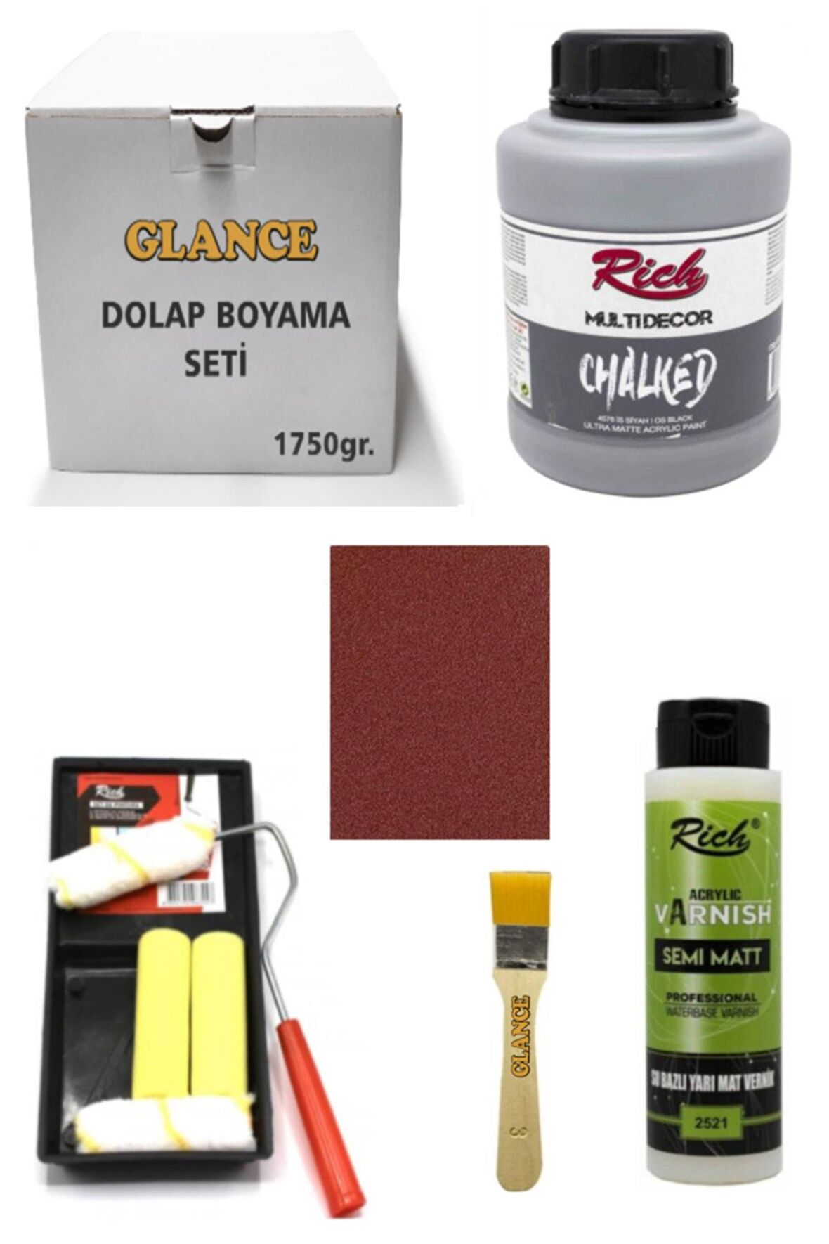 Glance Multi Decor Chalked 1750 Gr ( Is Siyah ) Genel Amaçlı Boyama Seti