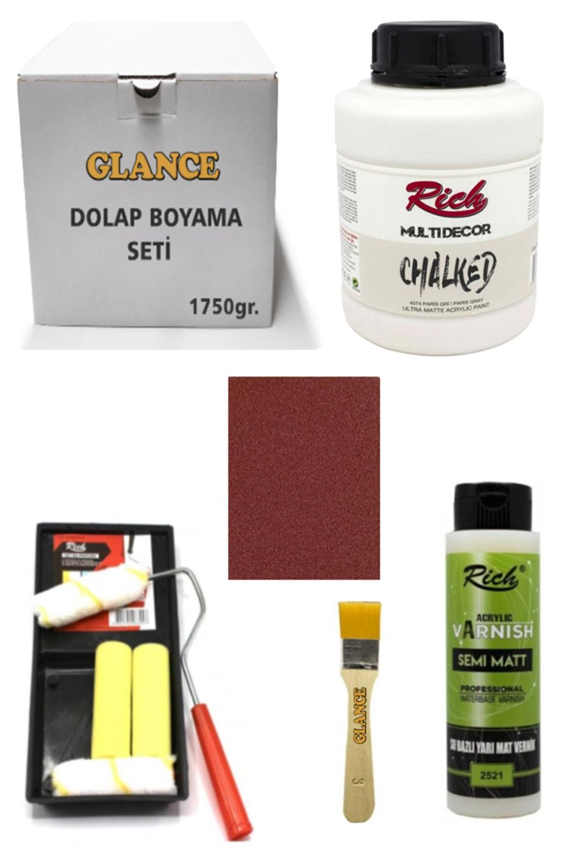 Glance Multi Decor Chalked 1750 Gr ( Paris Gri ) Genel Amaçlı Boyama Seti