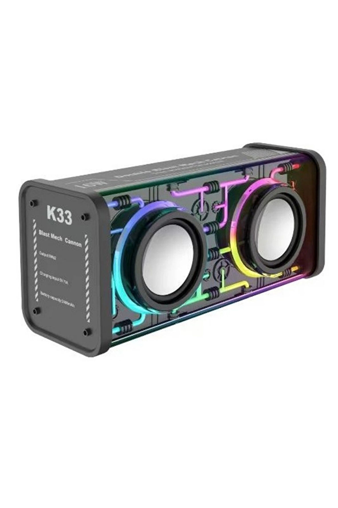 K33 Double Blast Mech Cannon Bluetooth Hoparlör | RGB Aydınlatmalı 16W Süper Güçlü