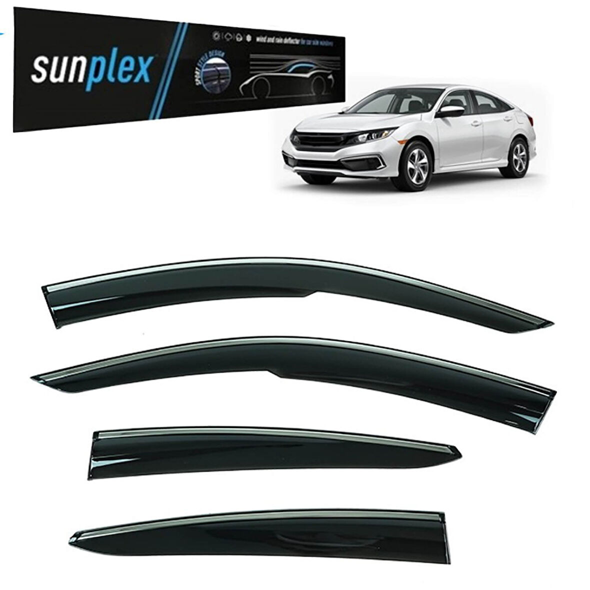 Sunplex Kromlu Cam Rüzgarlığı Honda Civic 2015-2021 ile uyumlu
