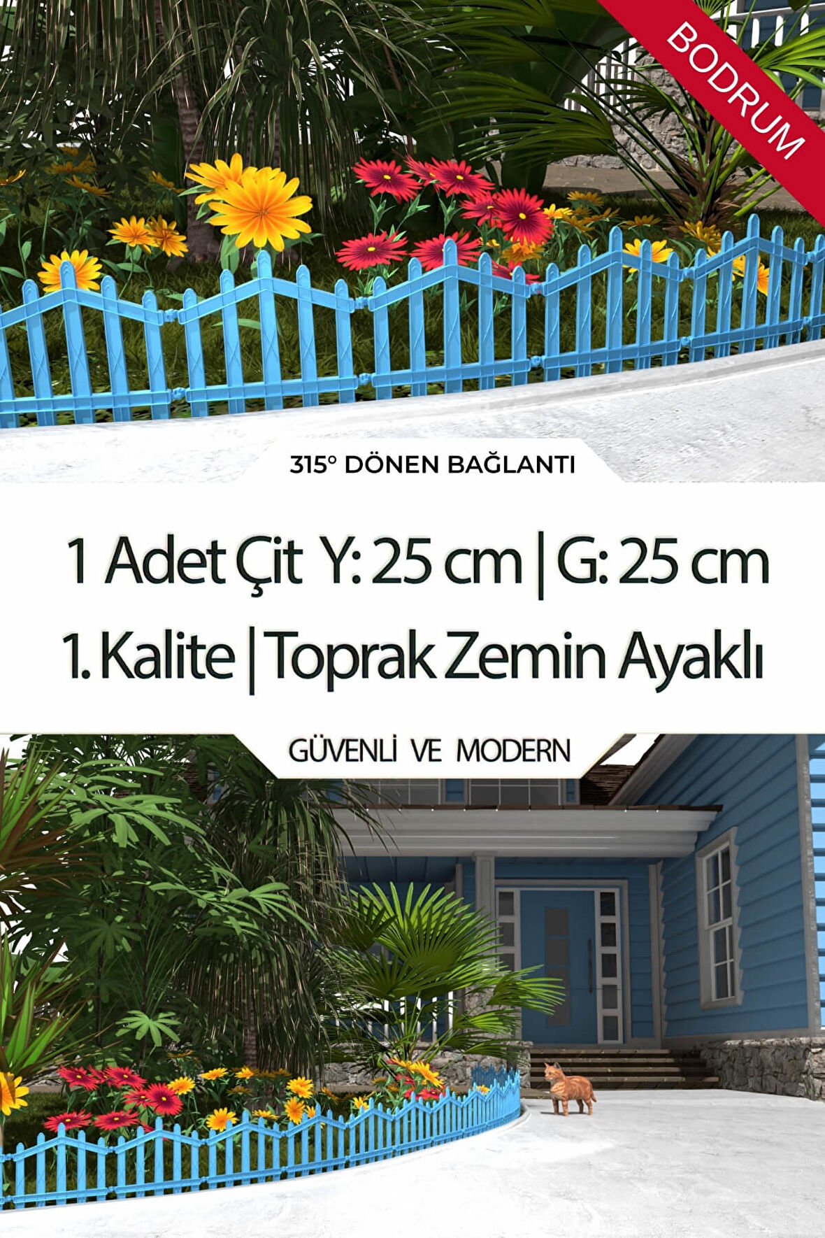 Dekoratif Plastik Bahçe Çiti ve Peyzaj Çiti 1 ADET ÇİT (Y: 25 CM / G: 25 CM) TOPRAK AYAKLI