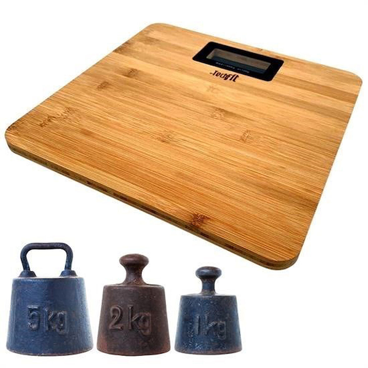 CT-STONES® Techfit Bambu Banyo Baskülü Yüksek Hassasiyetli Darbelere Dijital Dayanıklı Terazi Tf 1065 M