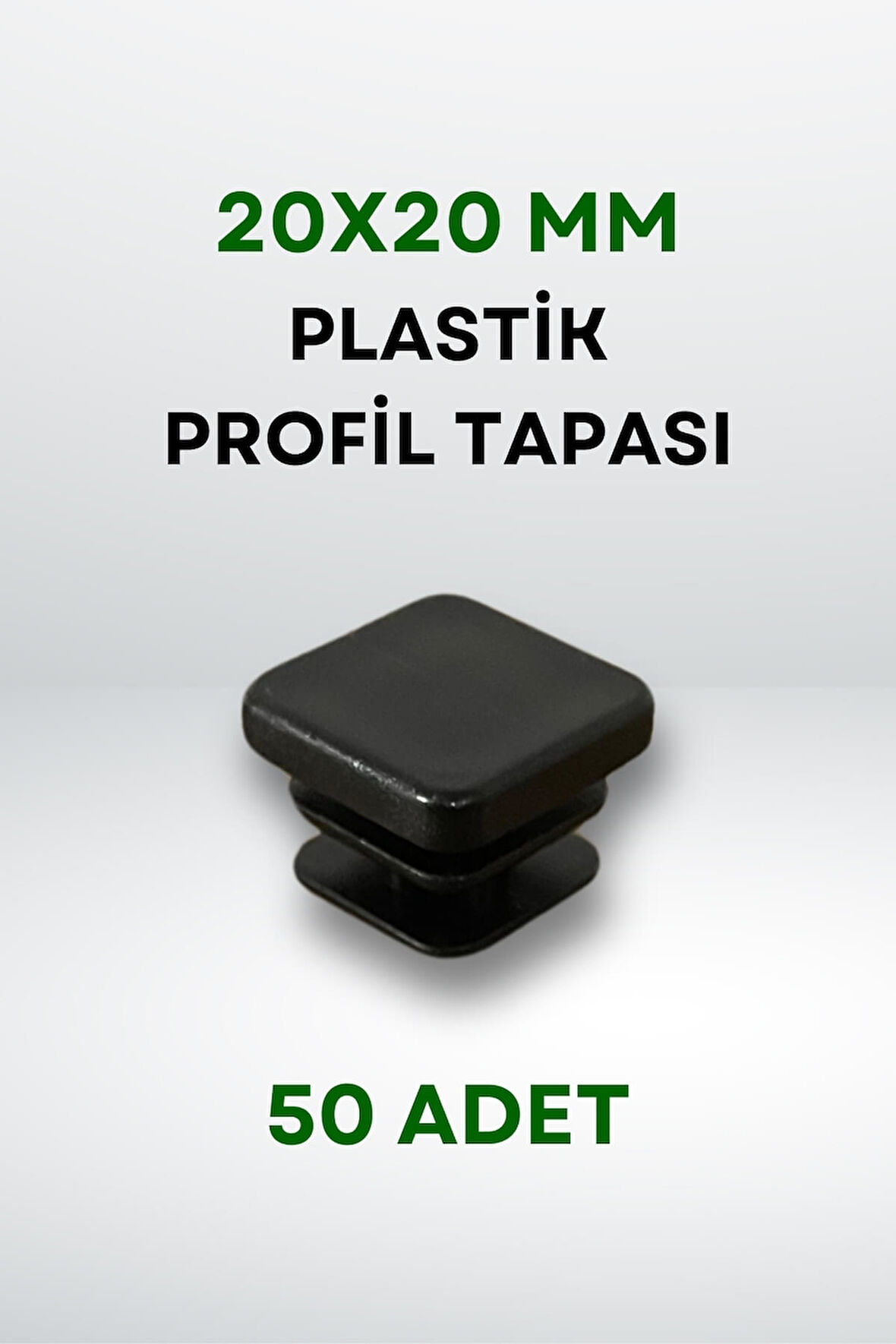 Plastik Profil Tapası 20x20 MM (50 Adet) - Siyah