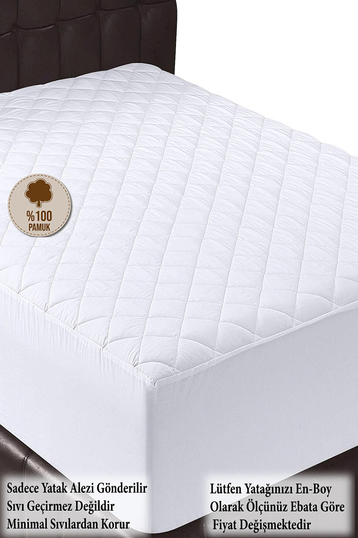 Pamukkale Alez Kapitone Fitted Yatak Koruyucu %100 Pamuk Alez 150x200 (10 Farklı Ebat)