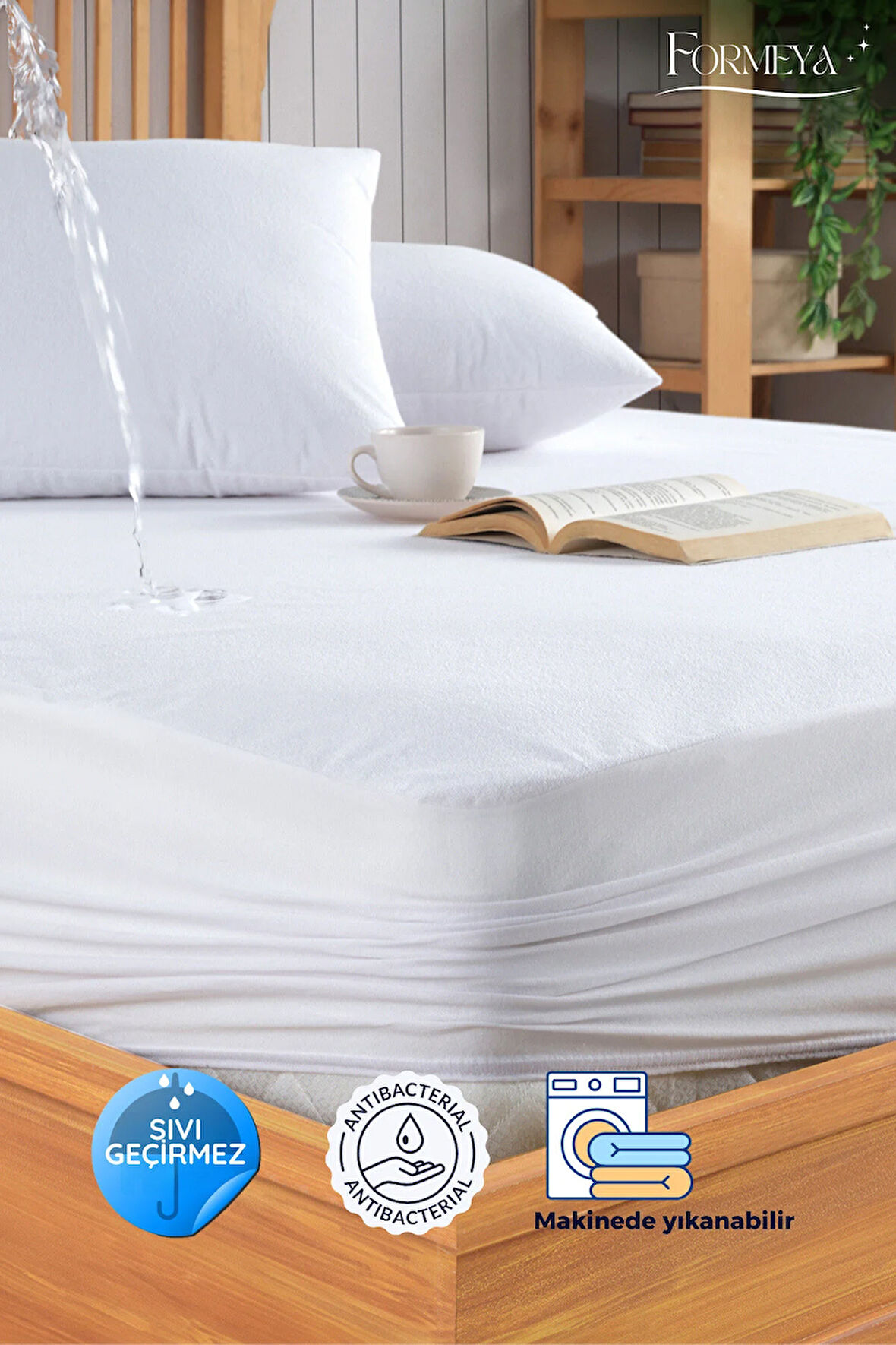 Pamukkale Beyaz Alez Mikro Fitted Su Sıvı Geçirmez Yatak Koruyucu Alez  (10 Farklı Ebat)