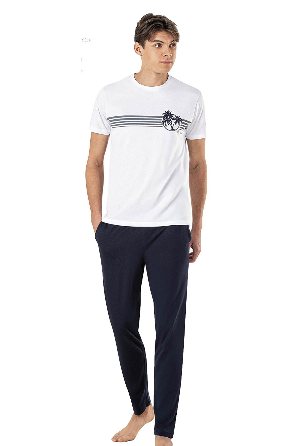 %100 Pamuk Penye Kısakol Erkek Pijama Takım
