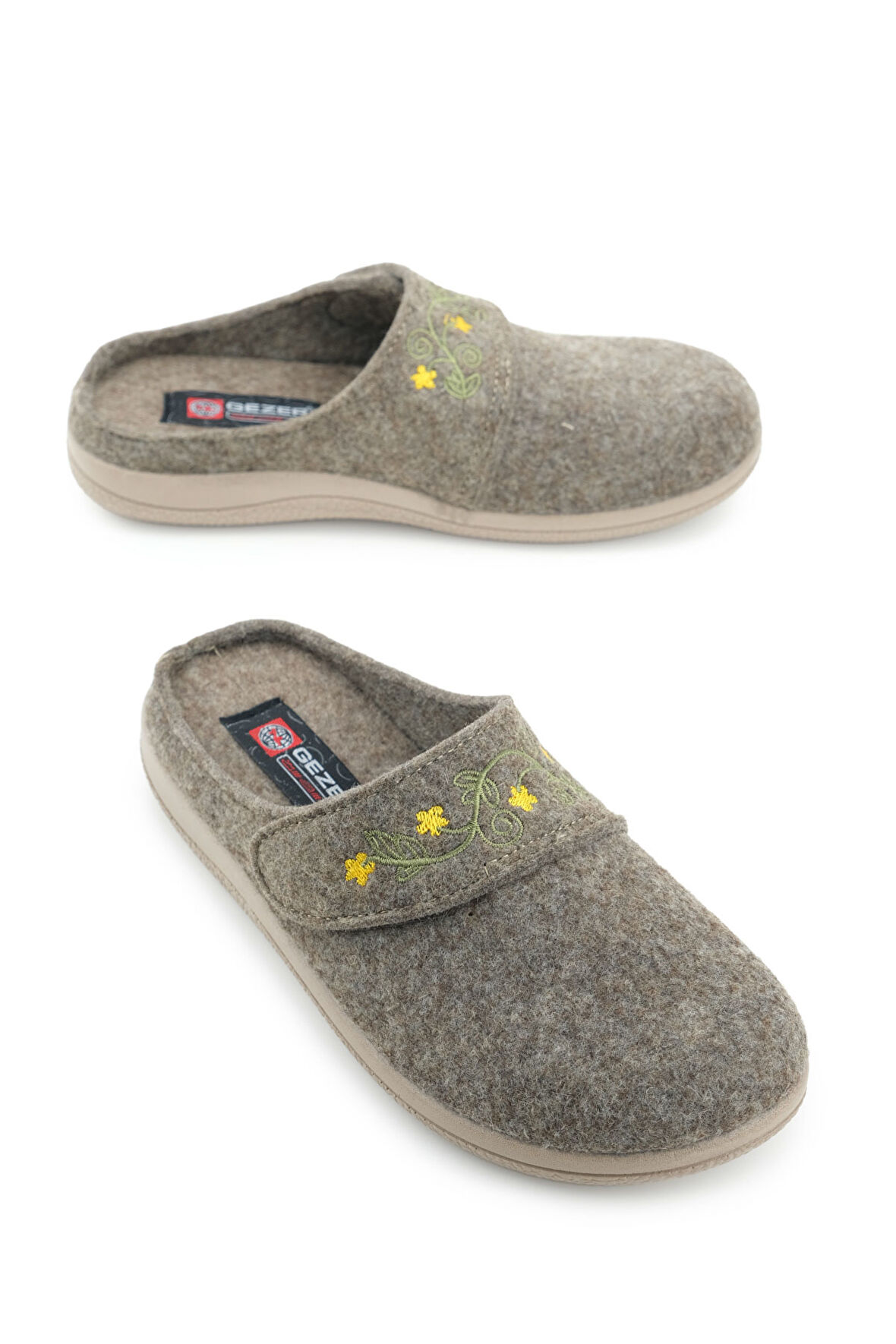 Gezer Kadın Kışlık Nakışlı Tasarım Cırtlı Ayarlanabilir Rahat Taban Ev Bahçe Terlik