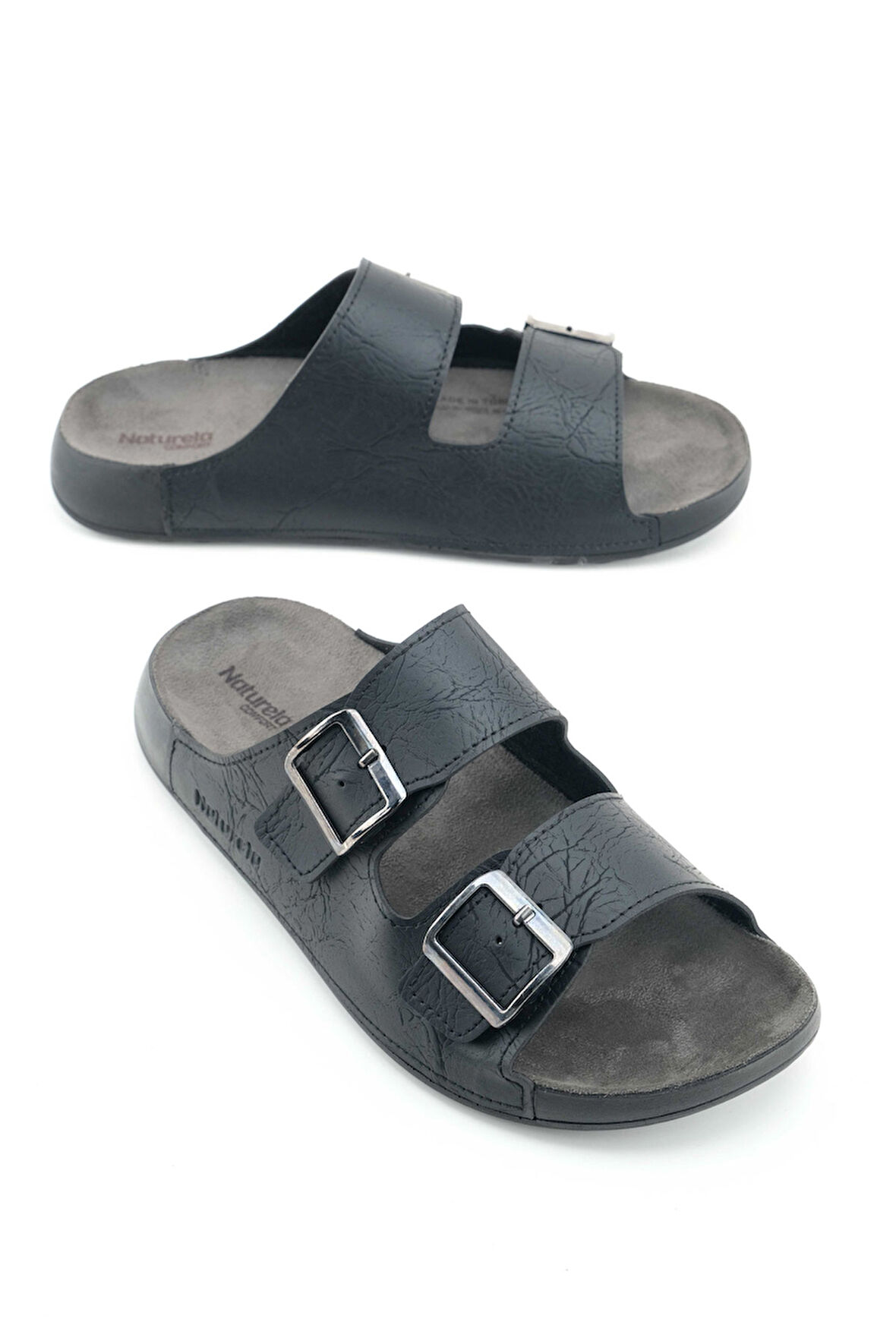 Gezer Naturela Comfort Erkek Yazlık Suni Deri Çift Toka Ayarlanabilir Rahat Taban Günlük Terlik