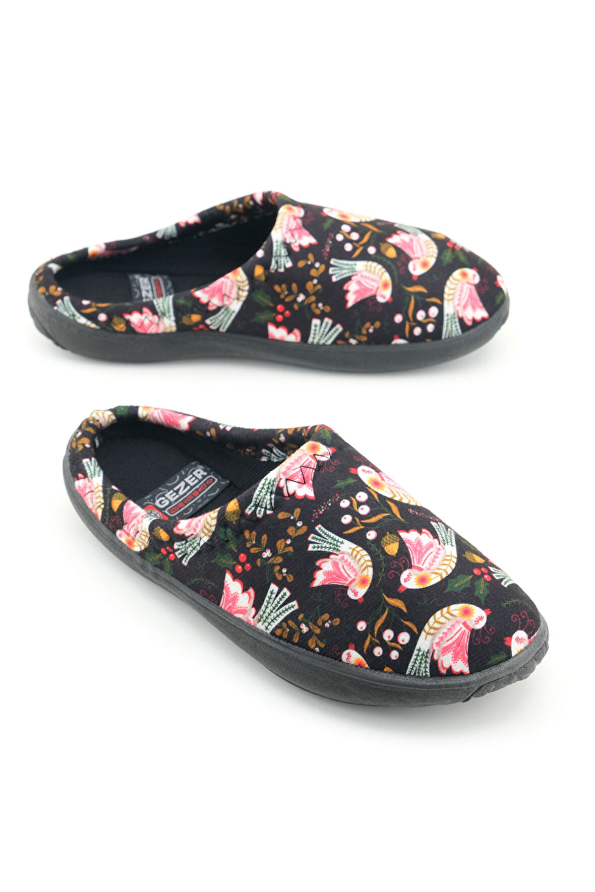 Gezer Kadın Kışlık PU Rahat Taban Desenli Ev Bahçe Gondol Terlik