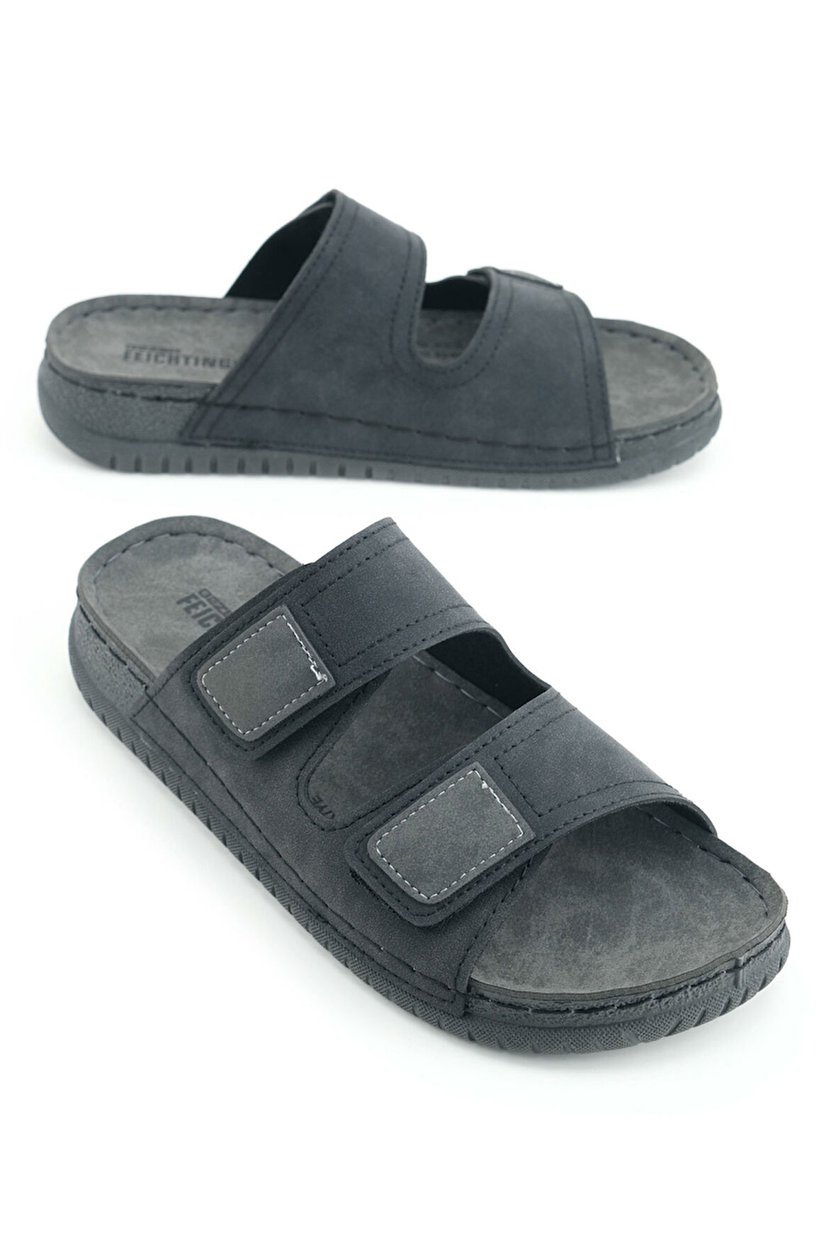 Gezer Yazlık Erkek Suni Deri Rahat İç Taban İki Cırtlı Kemer Ayarlanabilir Günlük Terlik