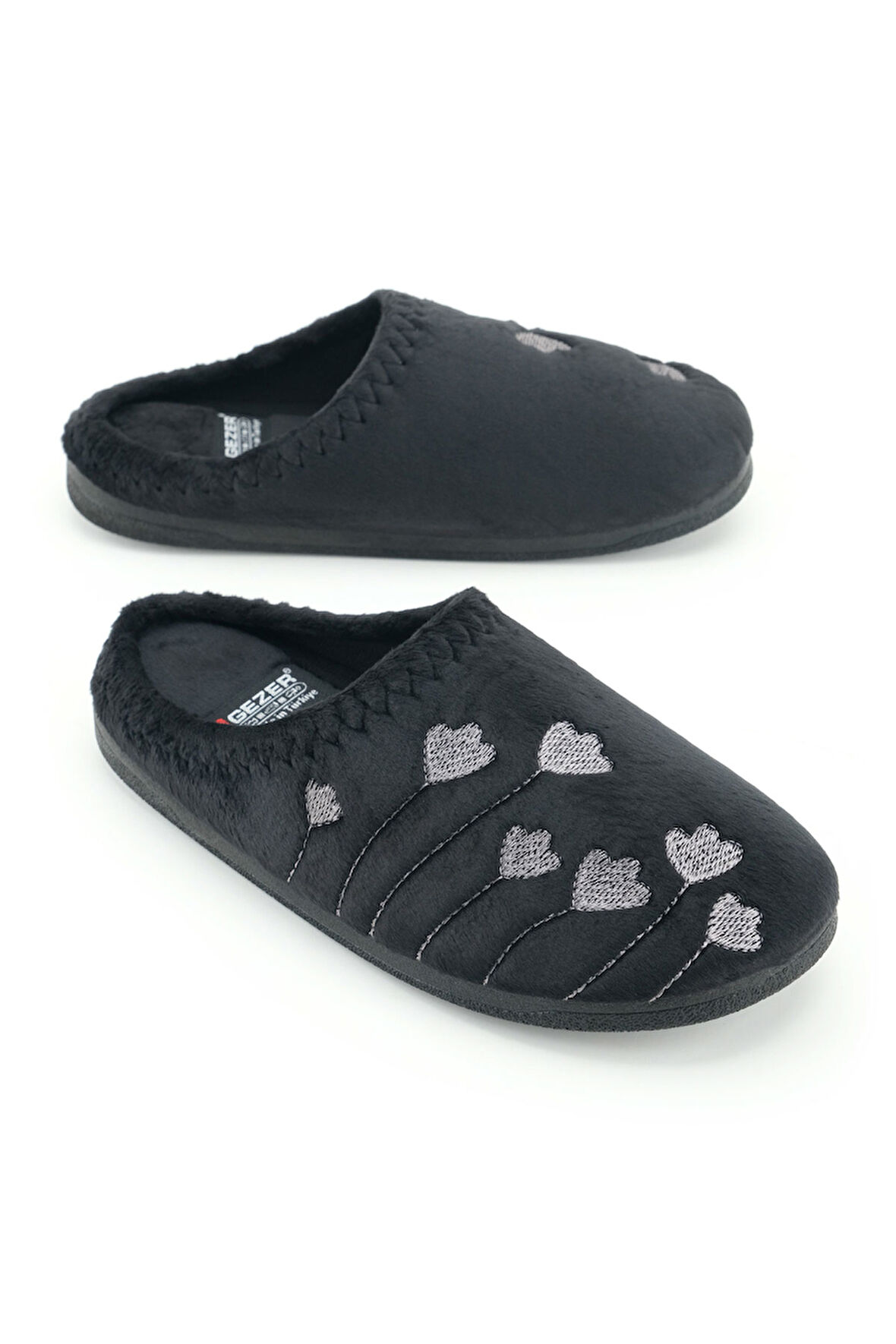 Gezer Kadın Kışlık PU Rahat Taban Nakışlı Tasarım Ev Bahçe Terlik