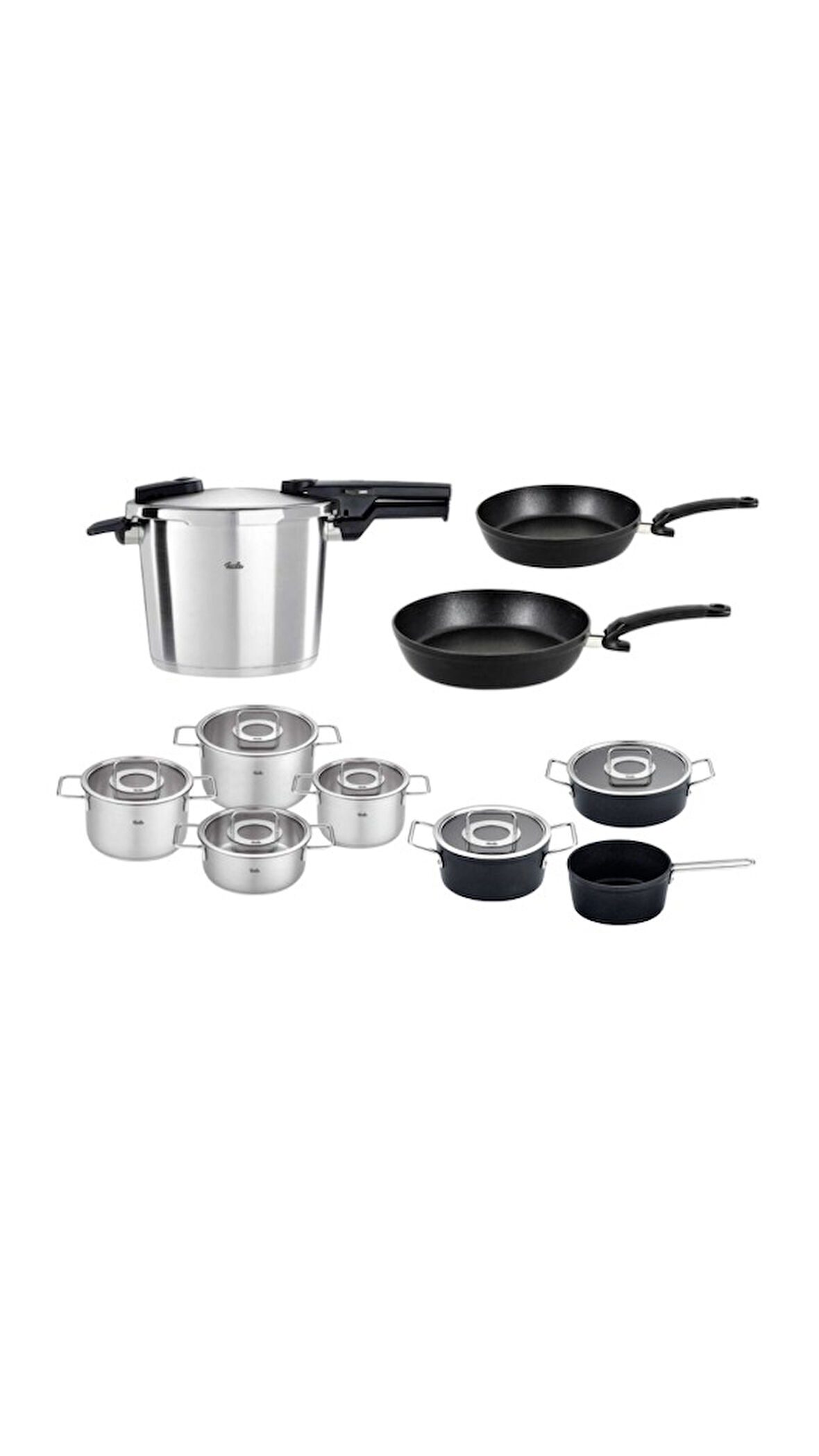 Fissler Vitaquick Premium 6Lt Düdüklü Tencere ve İndiksiyon Tabanlı Cam Kapaklı Tencere Tava Seti
