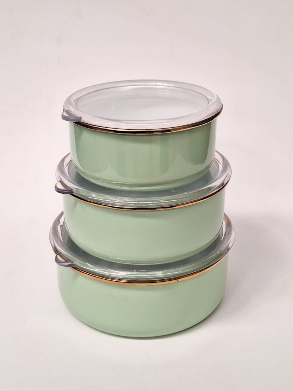 Gizem Emaye 3Lü Saklama Kabı Yeşil