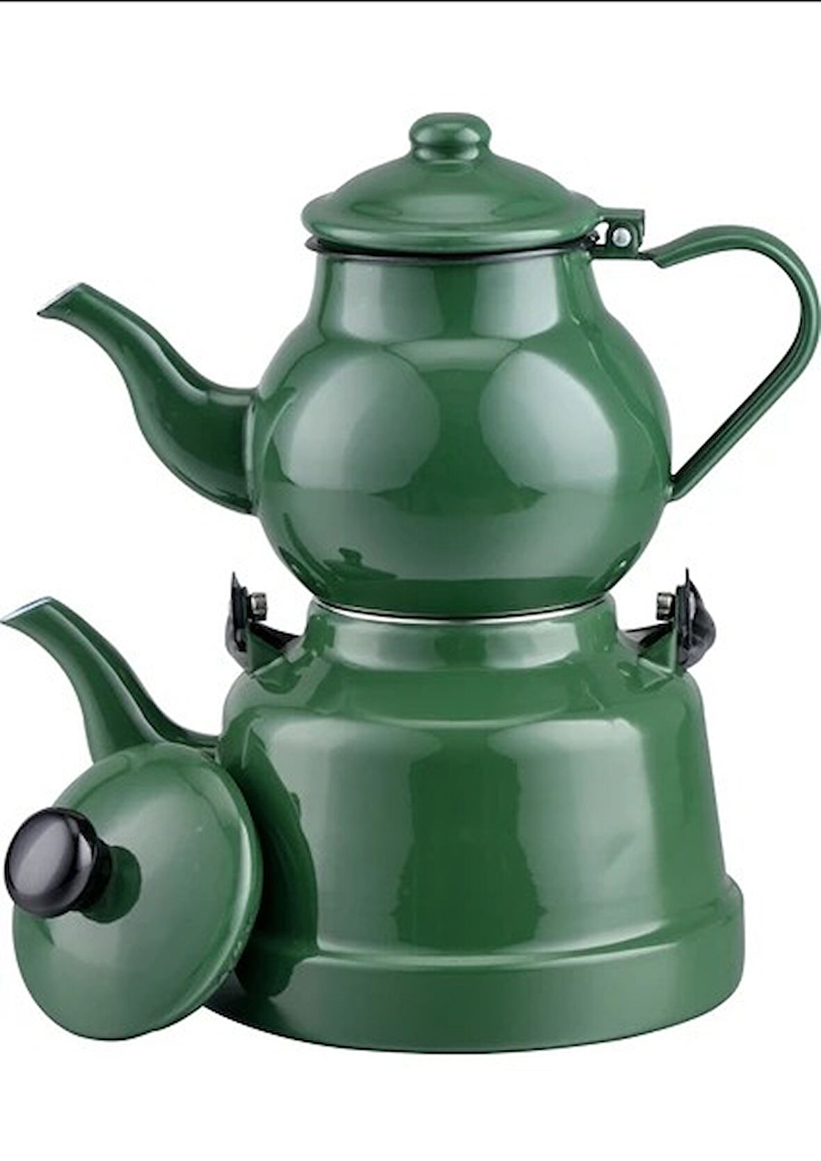 Ebru Emaye Çaydanlık Takımı 13/18 Koyu Yeşil