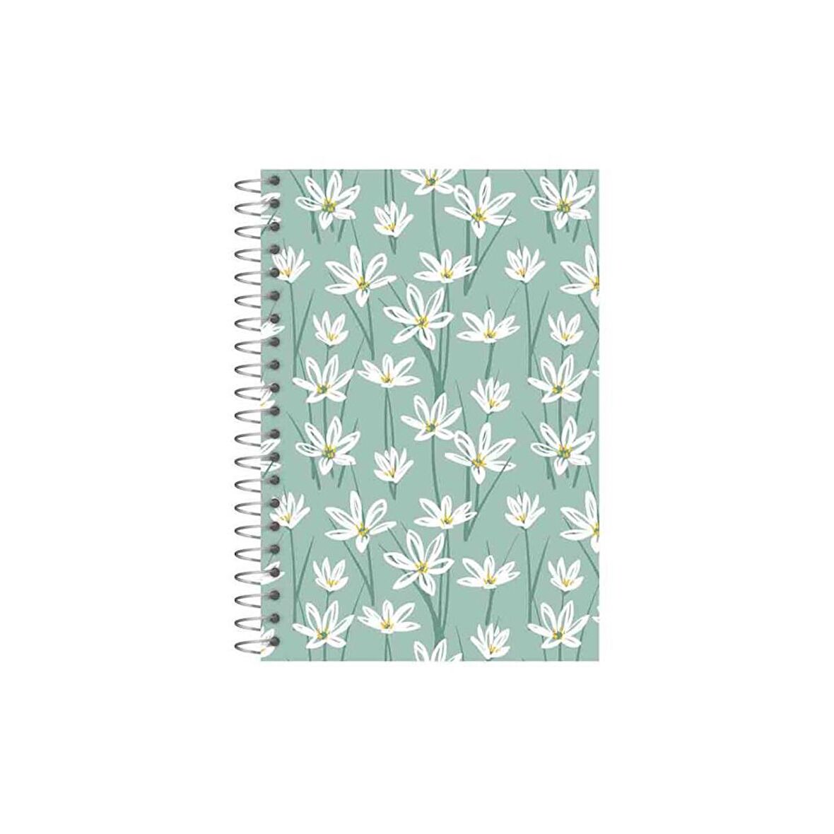 Lizy Dokulu Kapak 120 Yaprak Spiralli Çizgili İvory Defter 17x24 cm Yeşil