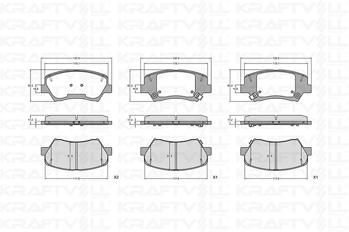 Hyundaı On Fren Balatası Hyundaı Elantra 2011-> Elantra 2016-> İ30 2011->  Kia Optıma 2012-> Cerato 2015-> C - Kraftvoll 07010101