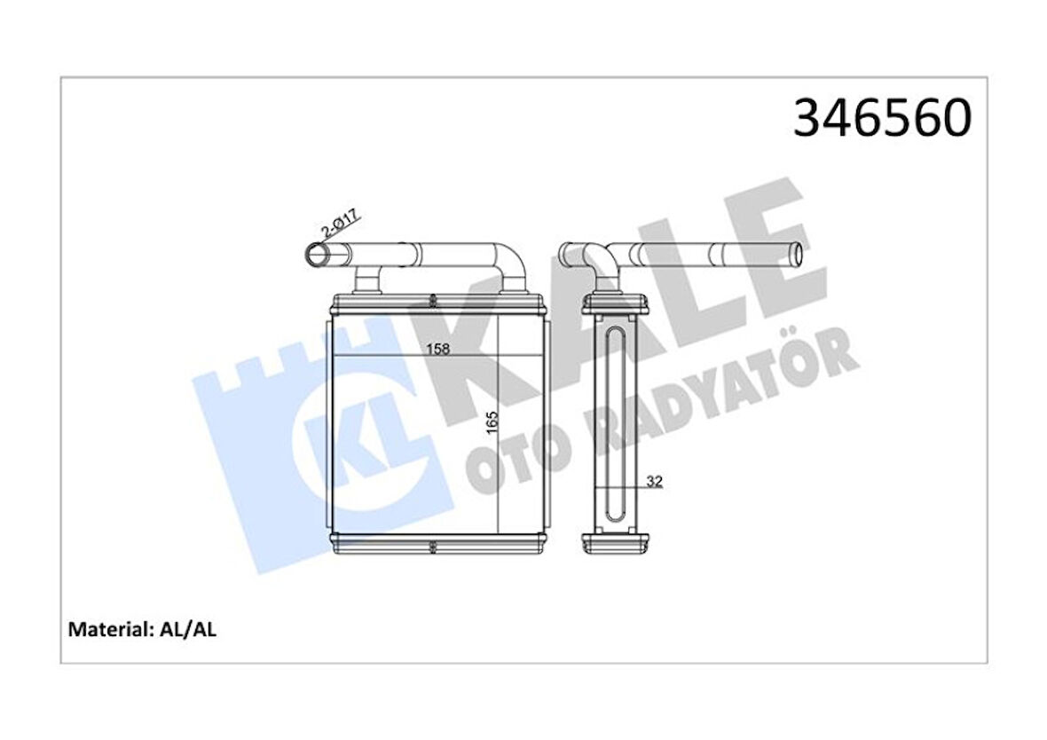 Hyundaı Ticarı Kalorıfer Radyatoru Hyundaı H100 Minibus 1994-2005 Klimalı (163x165x42) - Kale 346560