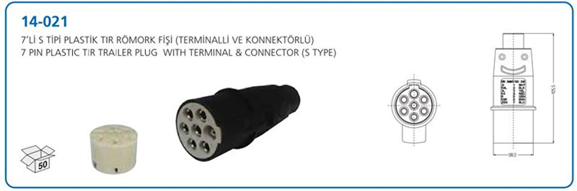 Unıversal Truck Romork Fisi 12v 7 Pin - Jaeger / Reisch / Sommer) - Aksa 14-021