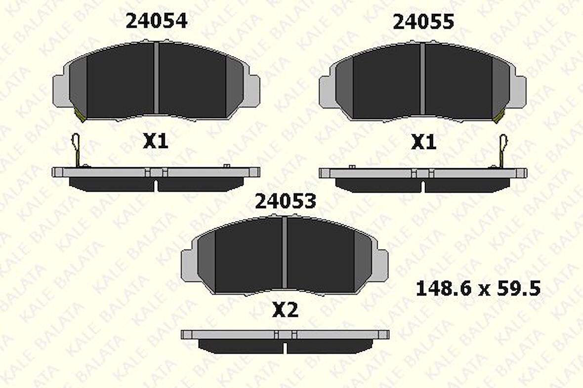 Honda On Fren Balatası Honda CIVIC 1.4-1.6-1.8 Hb-Sedan 2006-> CIVIC (fb7) 2012->  Honda Frv 2006-> - Kale B 24053 170 05 Ans