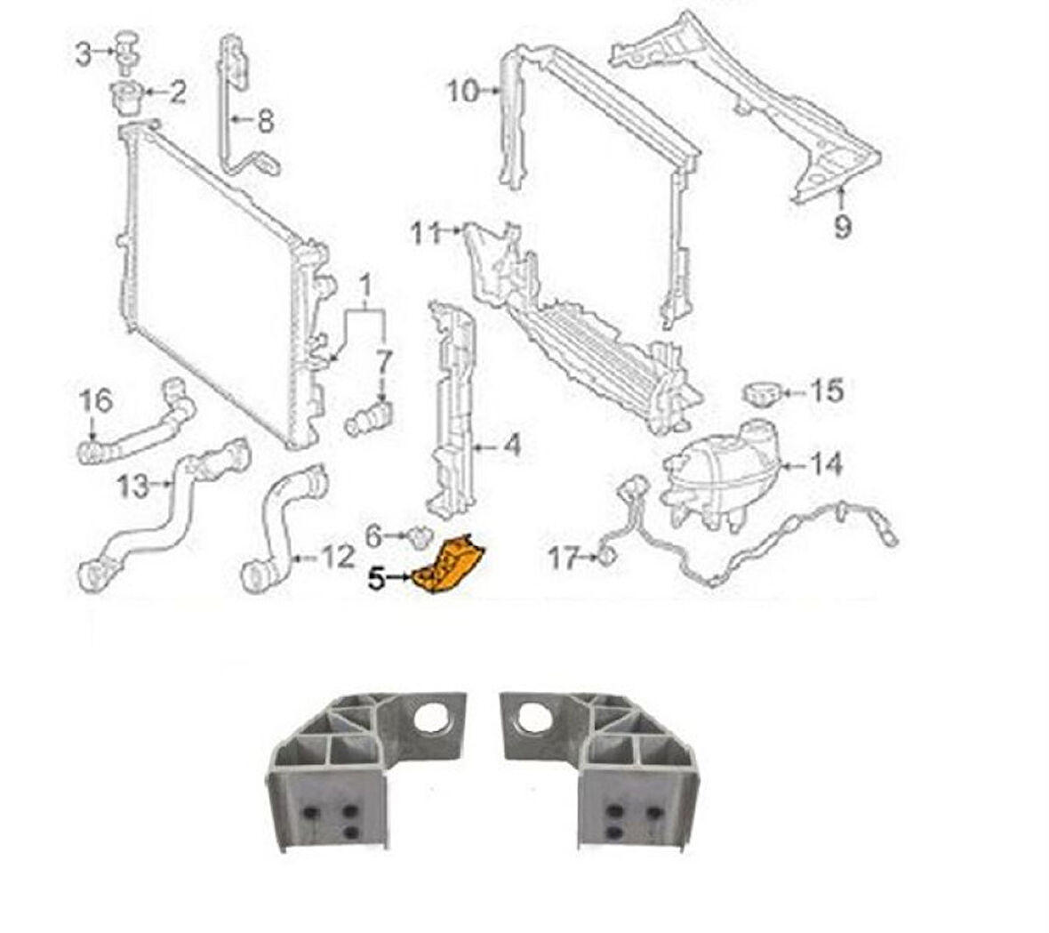 Mercedes Radyator Ayagı Sol Alumınyum W205 14> - Vortex V2205883