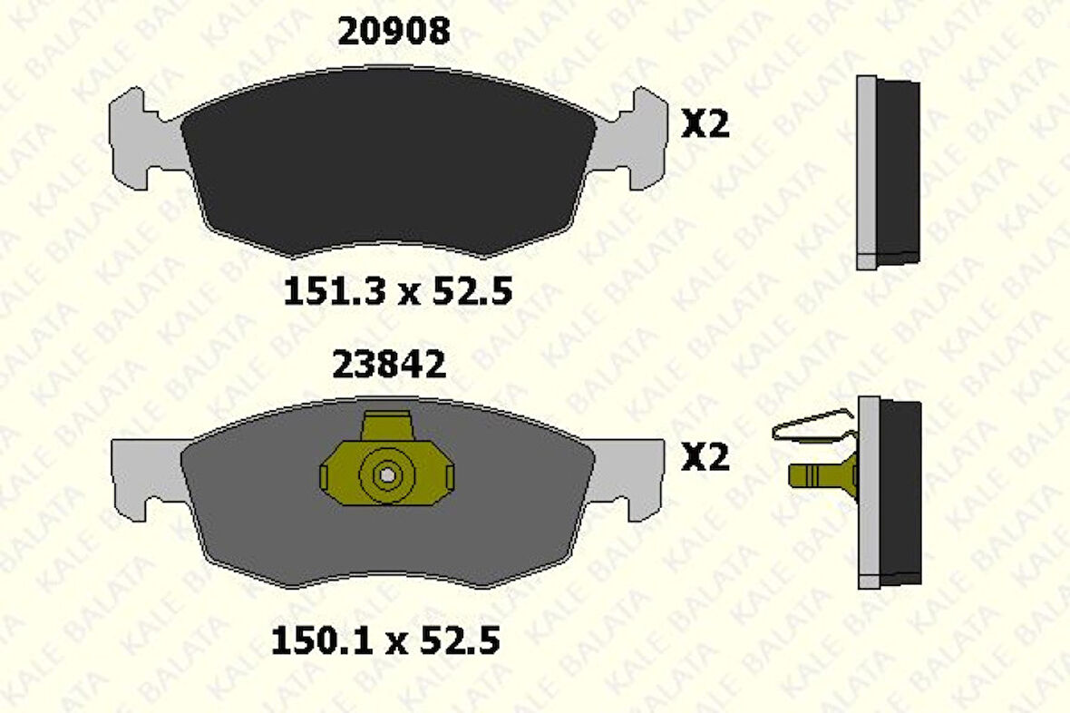 Fiat On Fren Balatası Fiat Doblo 01>06 Fiat Albea Palıo 96> Dacıa Logan 06> - Kale B 23842 180 05 Ans