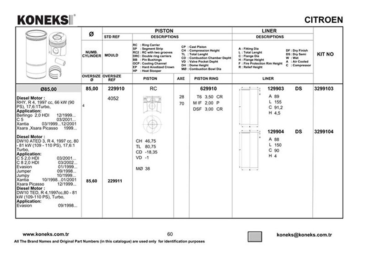 Psa Motor Segmanı Partner II Berlingo II P406 P307 Boxer II Jumper II Dw10td (2,0hdi 8v) P407 P308 C5 II - Koneks 629910