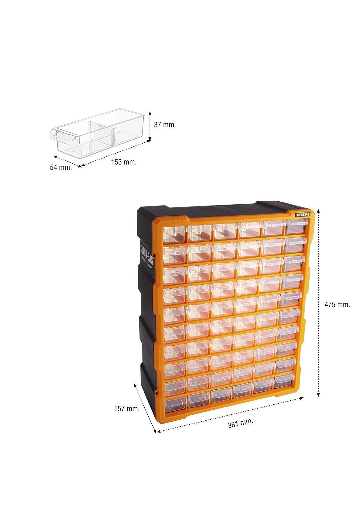 Super Bag Mono Blok Çekmeceli Organizer 60'lı Büyük Boy Asr-6000