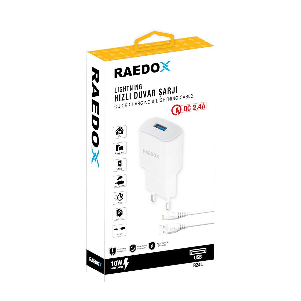 Raedox 10W 2.4A Lightning Duvar Şarjı