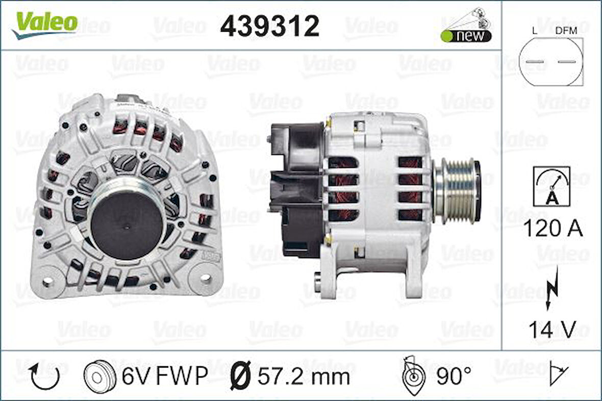 Vag Alternator 14v 120a A3 A4 Galaxy Cordoba İbiza Leon Toledo Fabıa Octavı 1,6 / 1,8t / 1,9tdi / 1,9sdi - Valeo 439312