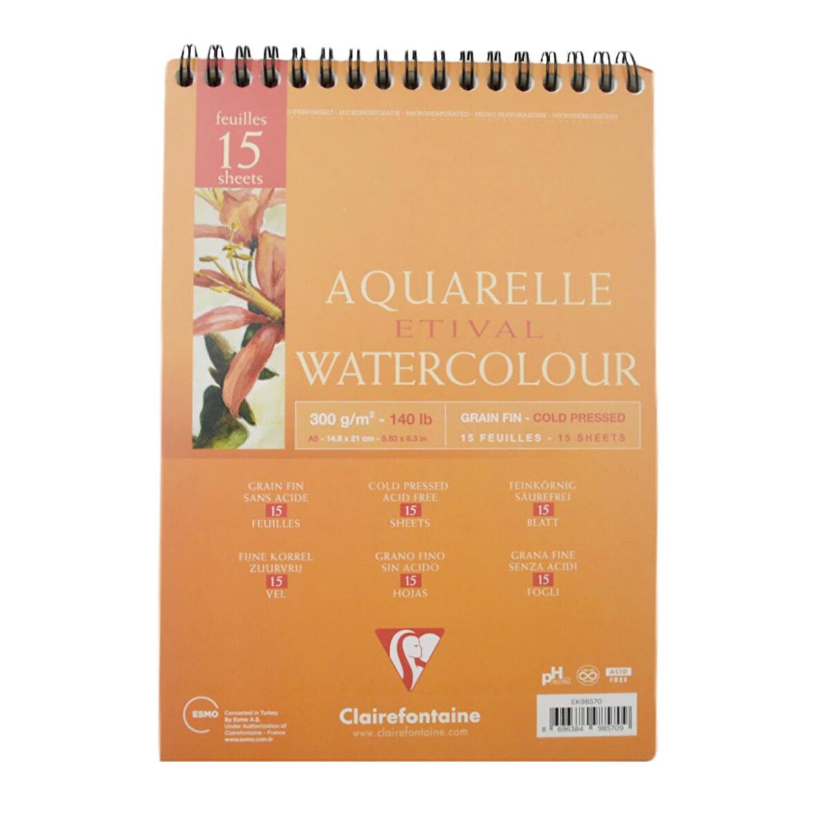 Clairefontaine Aquarelle Etival Watercolour A5 Suluboya Defteri 300 Gr 15 Yaprak