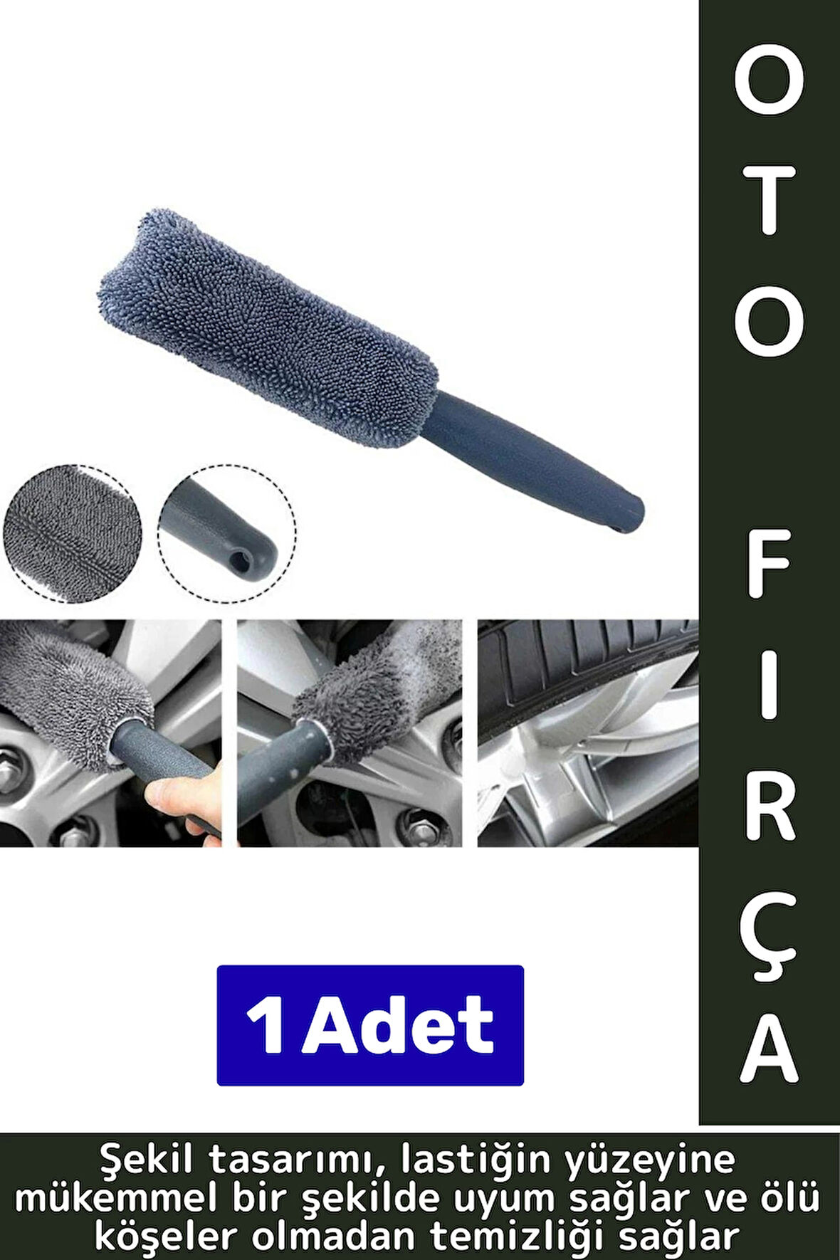 Ergonomik Yüksek Kaliteli Elastik Kolay Temizlenir Mikrofiber Otomobil Lastik Jant Temizleme Fırçası