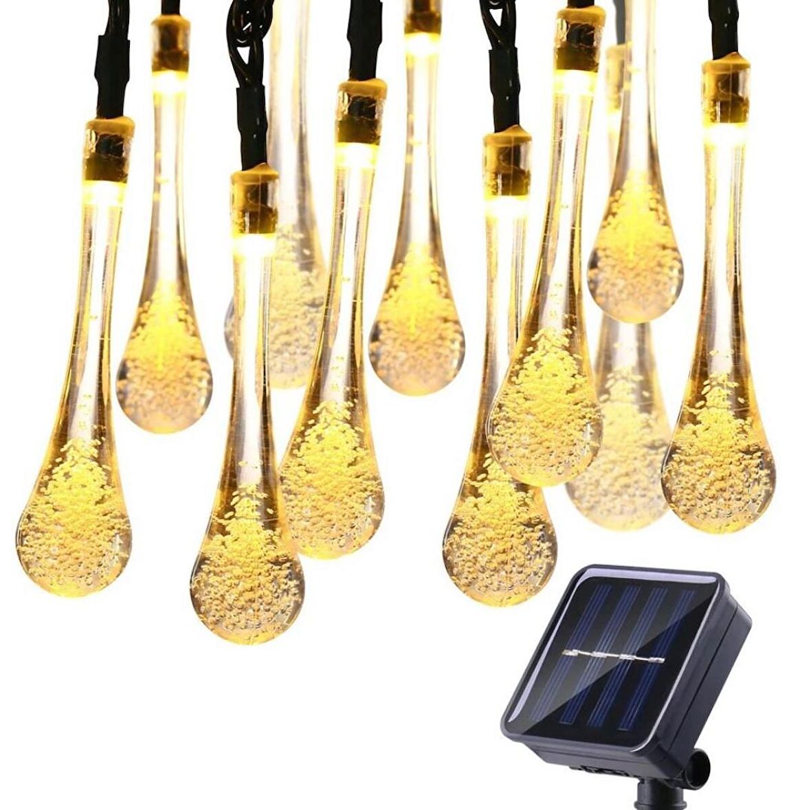 SGE TEKNOLOJİ GÜNEŞ ENERJİLİ SU DAMLASIİ  30 LED SARI RENKLİ SOLAR BAHÇE AYDINLATMASI LED LAMBA 