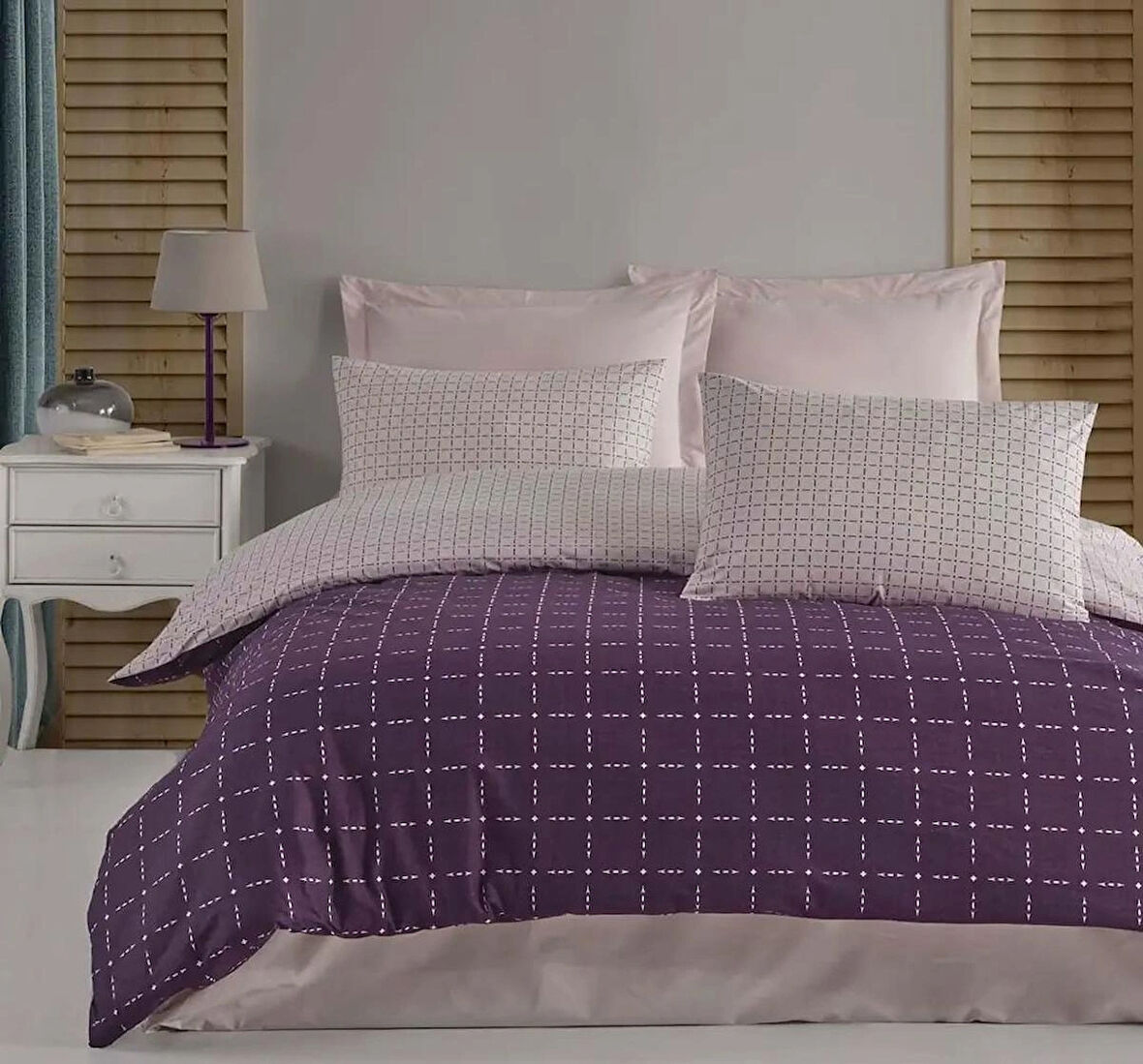 ALTINBAŞAK RANFORCE TEK KİŞİLİK NEVRESİM TAKIMI LEWIS PLUM