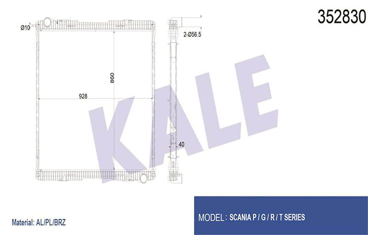 Scanıa Truck Motor Su Radyatoru Scanıa P G R T Serisi 04 >cerceveli (at/mt) - Kale 352830